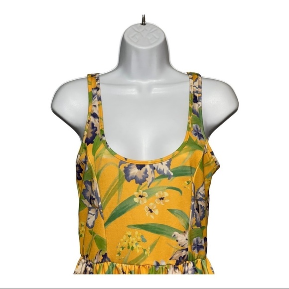Zara Yellow Tropical Floral Mini Tank Dress Medium - Picture 5 of 7